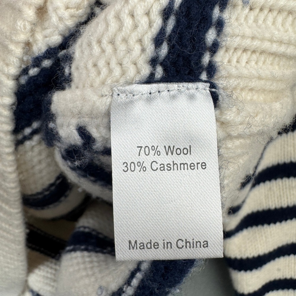 La Ligne Marin Sweater Cream Navy Striped Wool Cashmere Knit Large Long Sleeve - Picture 4 of 6